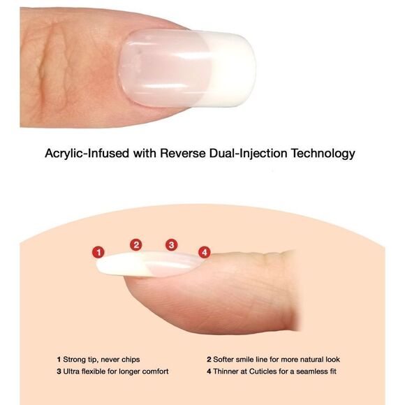 24 pcs Acrylic French Almond Press On Nail Set Reusable - Picture 6 of 8